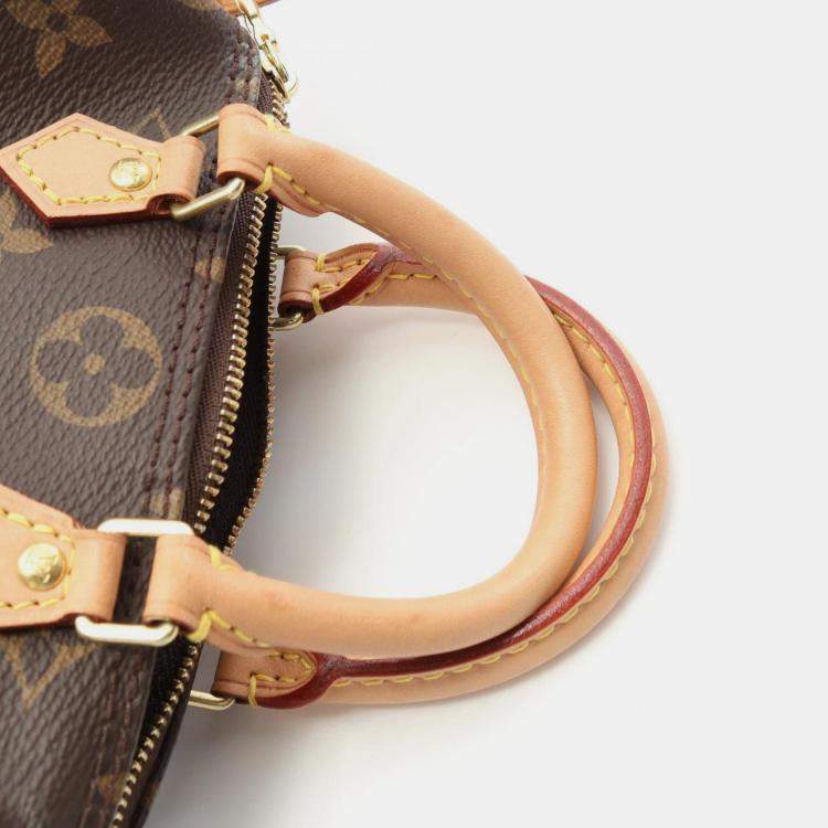 Pre Owned Louis Vuitton Nano Speedy Shoulder Bag Coated Canvas And Leather Monogram Brown