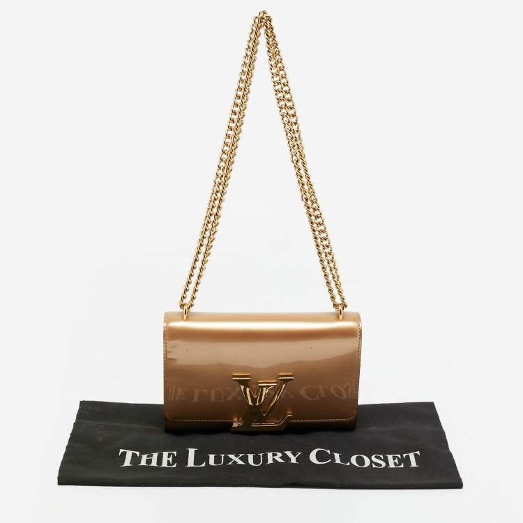 Pre Owned Louis Vuitton Beige Patent Leather Chain Louise MM Bag
