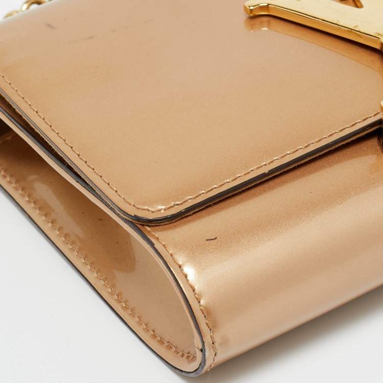 Pre Owned Louis Vuitton Beige Patent Leather Chain Louise MM Bag