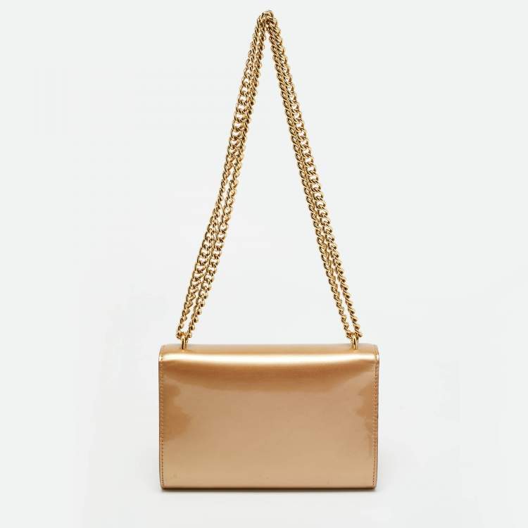 Pre Owned Louis Vuitton Beige Patent Leather Chain Louise MM Bag