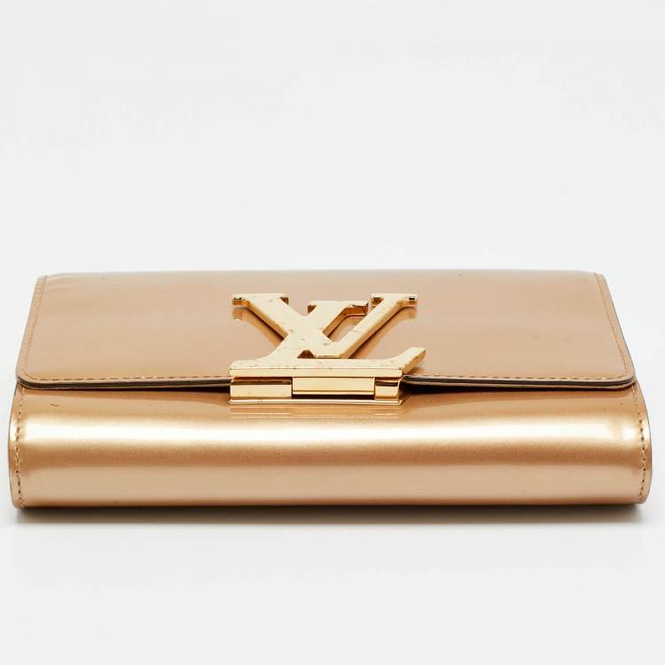 Pre Owned Louis Vuitton Beige Patent Leather Chain Louise MM Bag