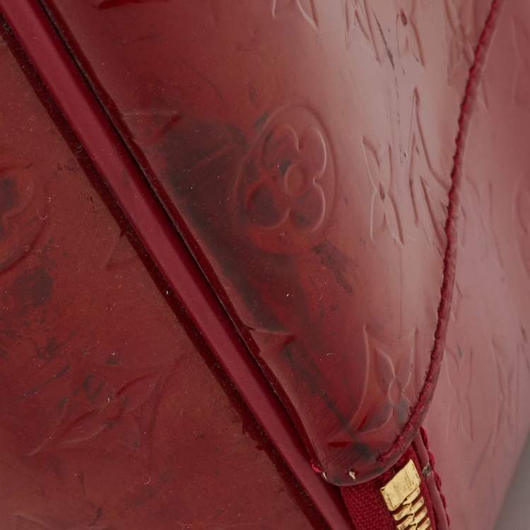 Pre Owned Louis Vuitton Rouge Grenadine Monogram Vernis Pegase 45 Trolley Luggage
