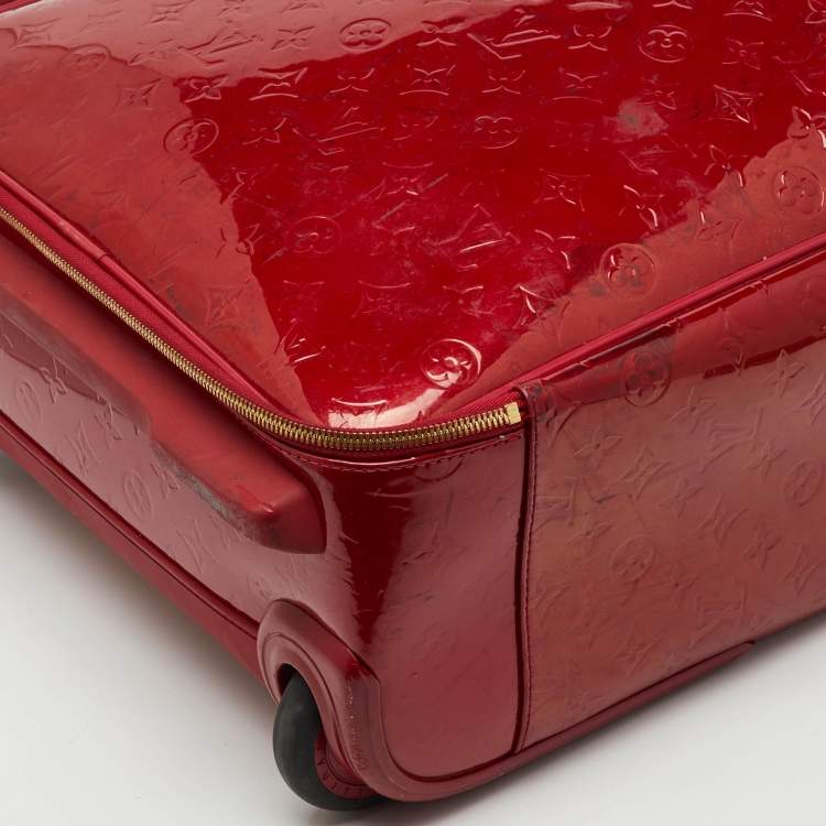 Pre Owned Louis Vuitton Rouge Grenadine Monogram Vernis Pegase 45 Trolley Luggage