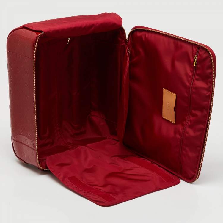 Pre Owned Louis Vuitton Rouge Grenadine Monogram Vernis Pegase 45 Trolley Luggage
