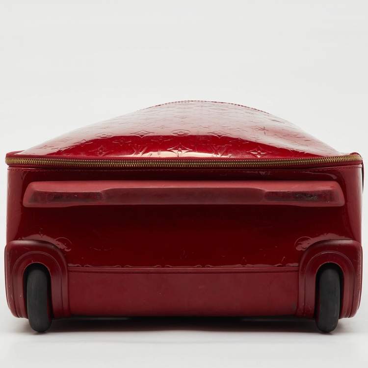 Pre Owned Louis Vuitton Rouge Grenadine Monogram Vernis Pegase 45 Trolley Luggage