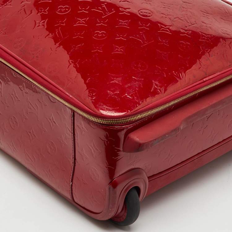 Pre Owned Louis Vuitton Rouge Grenadine Monogram Vernis Pegase 45 Trolley Luggage