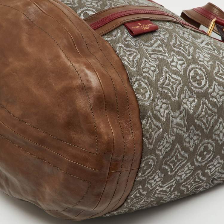 Pre Owned Louis Vuitton Grey/Khaki Monogram Jacquard Fabric and Leather Limited Edition Aviator Bag
