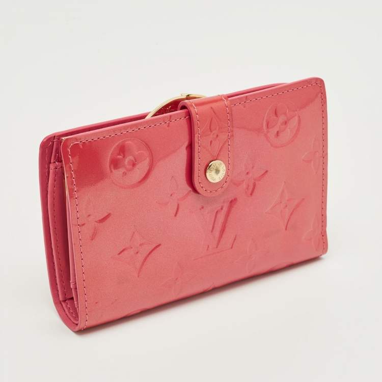Pre Owned Louis Vuitton Framboise Monogram Vernis French Purse Wallet 