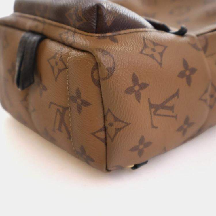 Pre Owned Louis Vuitton Palm Springs Mini Brown, Tan Monogram Coated Canvas Mini Backpack