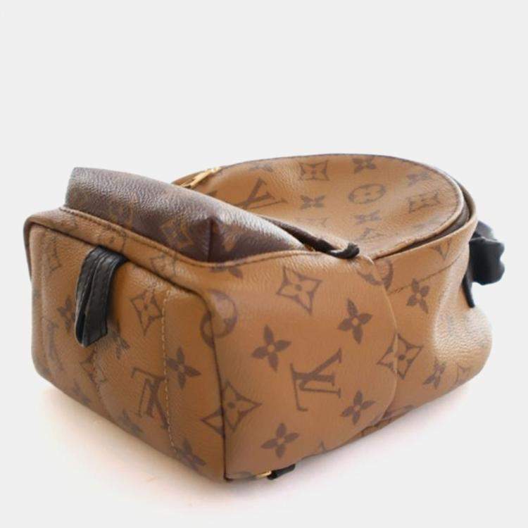Pre Owned Louis Vuitton Palm Springs Mini Brown, Tan Monogram Coated Canvas Mini Backpack