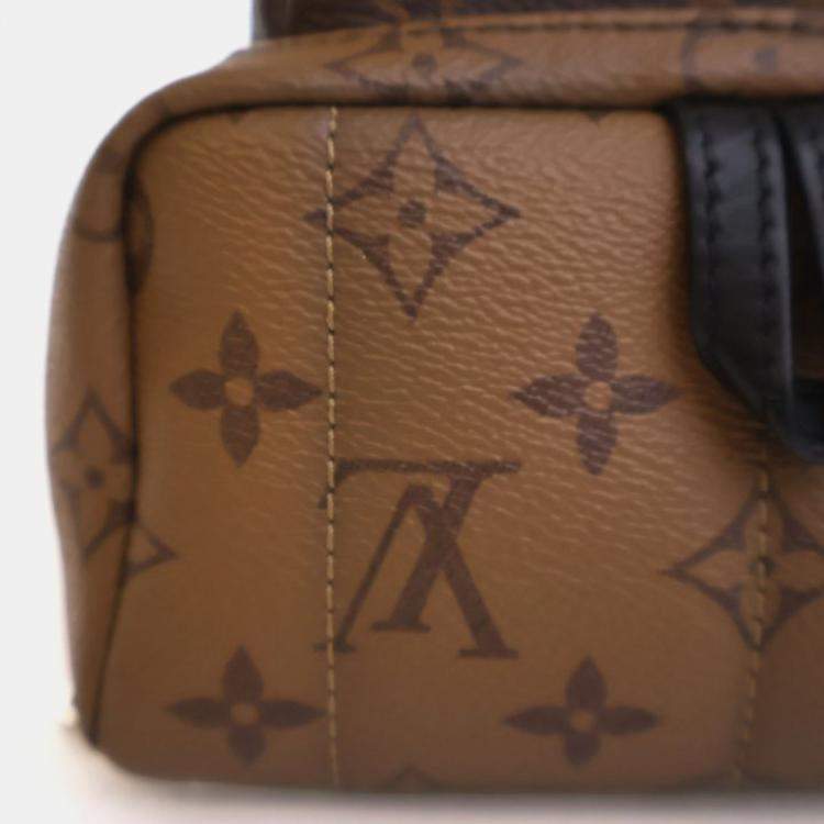 Pre Owned Louis Vuitton Palm Springs Mini Brown, Tan Monogram Coated Canvas Mini Backpack