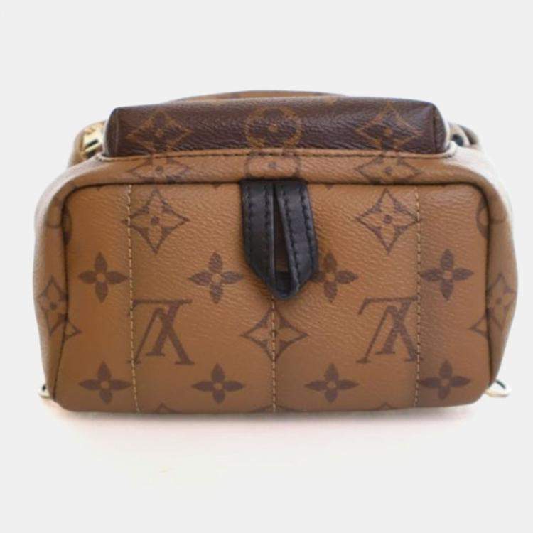 Pre Owned Louis Vuitton Palm Springs Mini Brown, Tan Monogram Coated Canvas Mini Backpack
