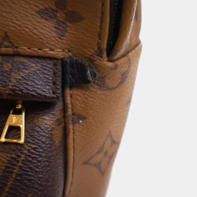 Pre Owned Louis Vuitton Palm Springs Mini Brown, Tan Monogram Coated Canvas Mini Backpack
