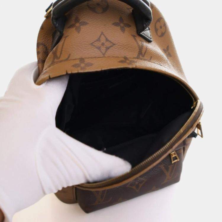 Pre Owned Louis Vuitton Palm Springs Mini Brown, Tan Monogram Coated Canvas Mini Backpack