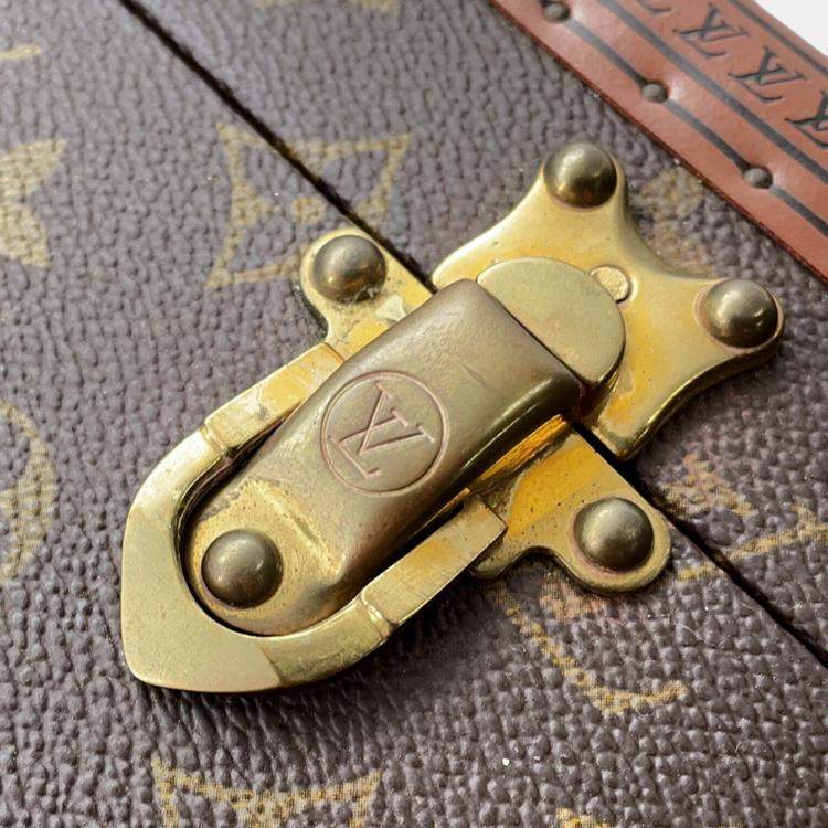 Pre Owned Louis Vuitton Monogram Visten Trunk 70 Brown Monogram Canvas Travel Bag