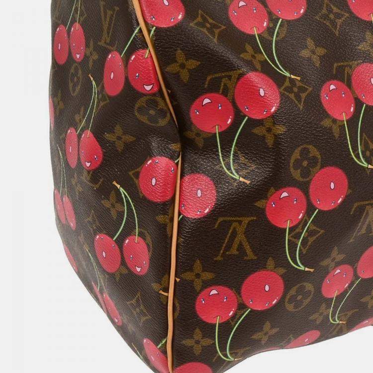 Pre Owned Louis Vuitton Keepall 45 Brown Red Monogram Canvas Duffle Bag