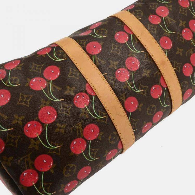 Pre Owned Louis Vuitton Keepall 45 Brown Red Monogram Canvas Duffle Bag