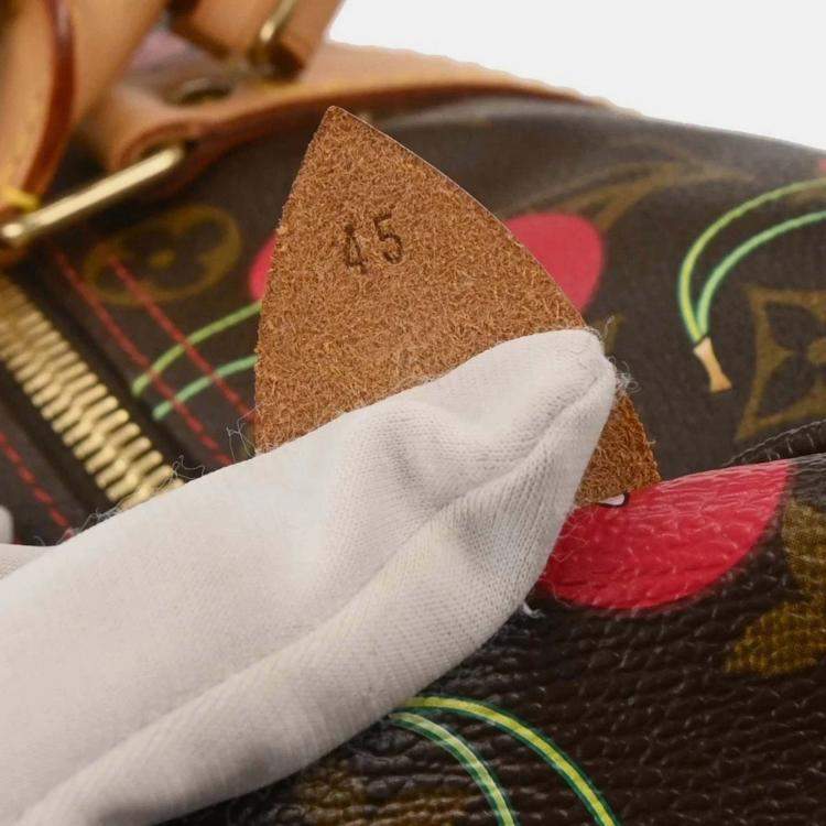 Pre Owned Louis Vuitton Keepall 45 Brown Red Monogram Canvas Duffle Bag