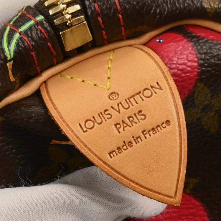 Pre Owned Louis Vuitton Keepall 45 Brown Red Monogram Canvas Duffle Bag