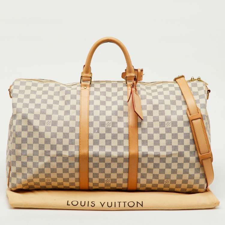 Pre Owned Louis Vuitton Damier Azur Canvas Keepall Bandoulière 55 Bag