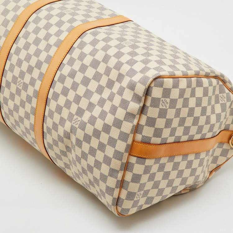 Pre Owned Louis Vuitton Damier Azur Canvas Keepall Bandoulière 55 Bag