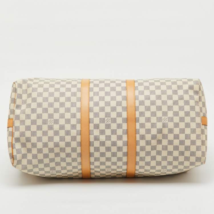 Pre Owned Louis Vuitton Damier Azur Canvas Keepall Bandoulière 55 Bag