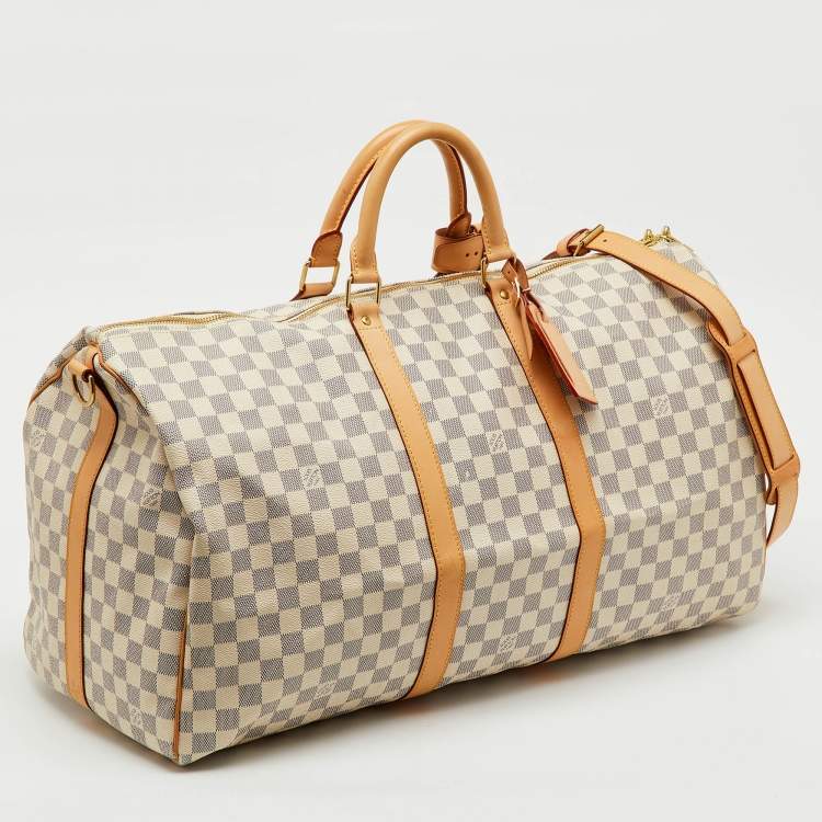 Pre Owned Louis Vuitton Damier Azur Canvas Keepall Bandoulière 55 Bag