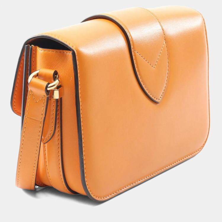 Pre Owned Louis Vuitton Pont 9 Orange Leather Crossbody Bag