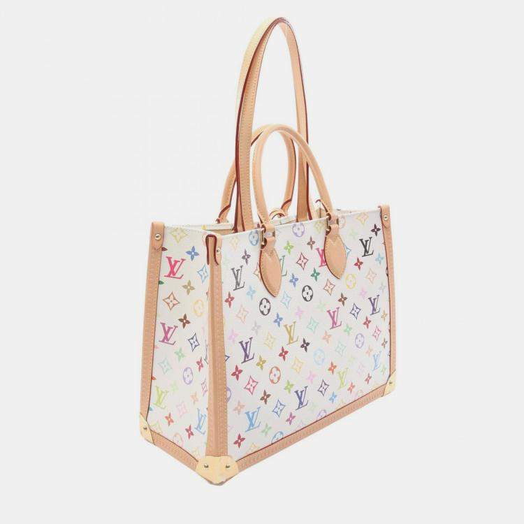 مملوكة مسبقًا Louis Vuitton Takashi Murakami OnTheGo Trunk MM White Monogram Canvas Tote Bag