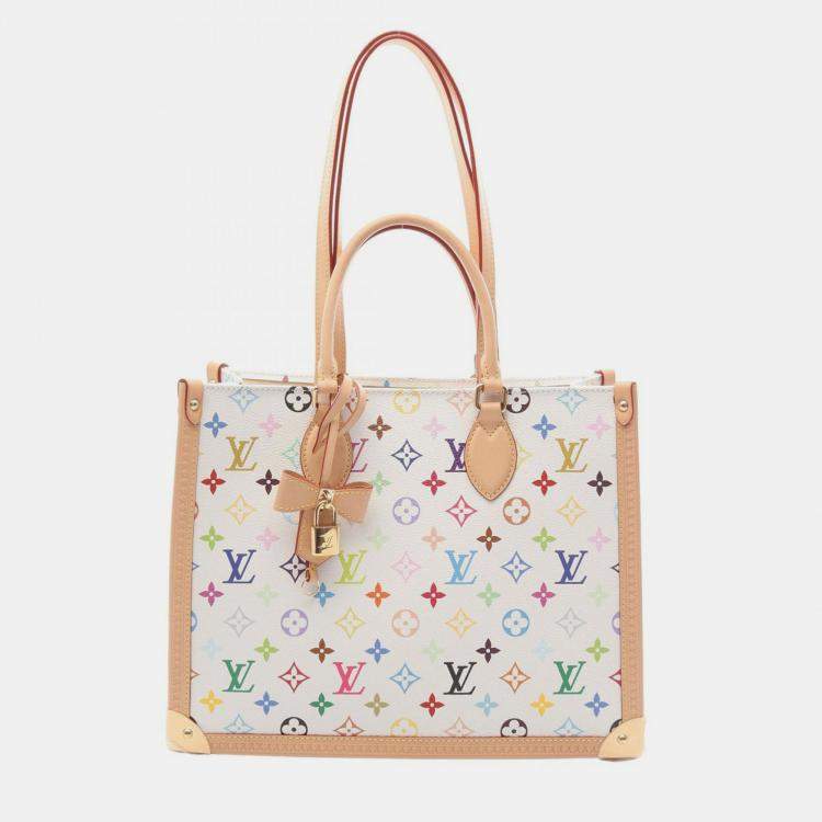 مملوكة مسبقًا Louis Vuitton Takashi Murakami OnTheGo Trunk MM White Monogram Canvas Tote Bag