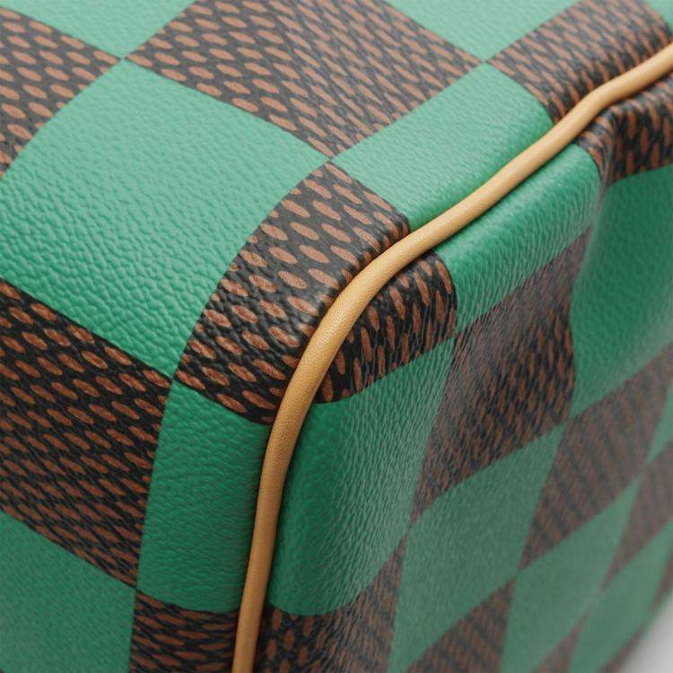 Pre Owned Louis Vuitton Speedy Bandouliere 40 Green Damier Pop Canvas Duffle Bag