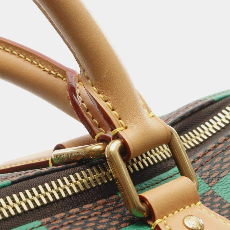 Pre Owned Louis Vuitton Speedy Bandouliere 40 Green Damier Pop Canvas Duffle Bag