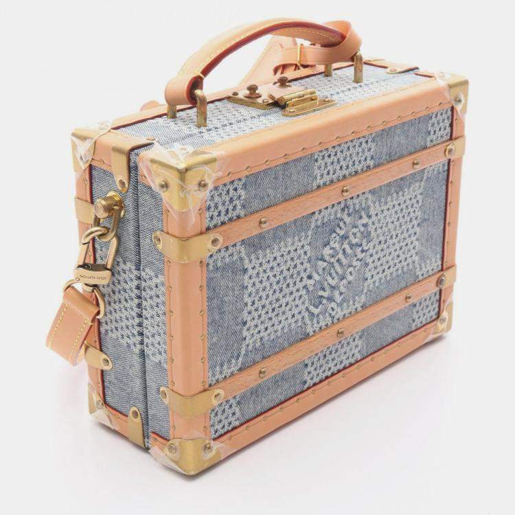 Pre Owned Louis Vuitton Handle Trunk Blue Damier Denim Canvas Shoulder Bag