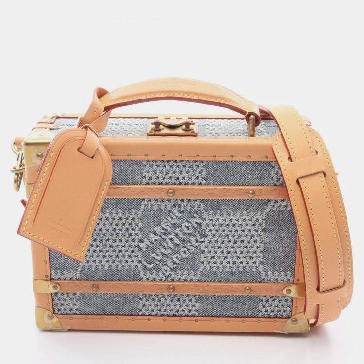 Pre Owned Louis Vuitton Handle Trunk Blue Damier Denim Canvas Shoulder Bag