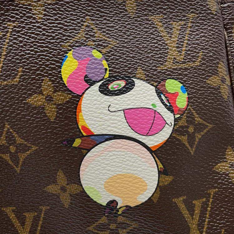 Pre Owned Louis Vuitton Pochette Accessoires Panda Takashi Murakami Brown Monogram Canvas Shoulder Bag