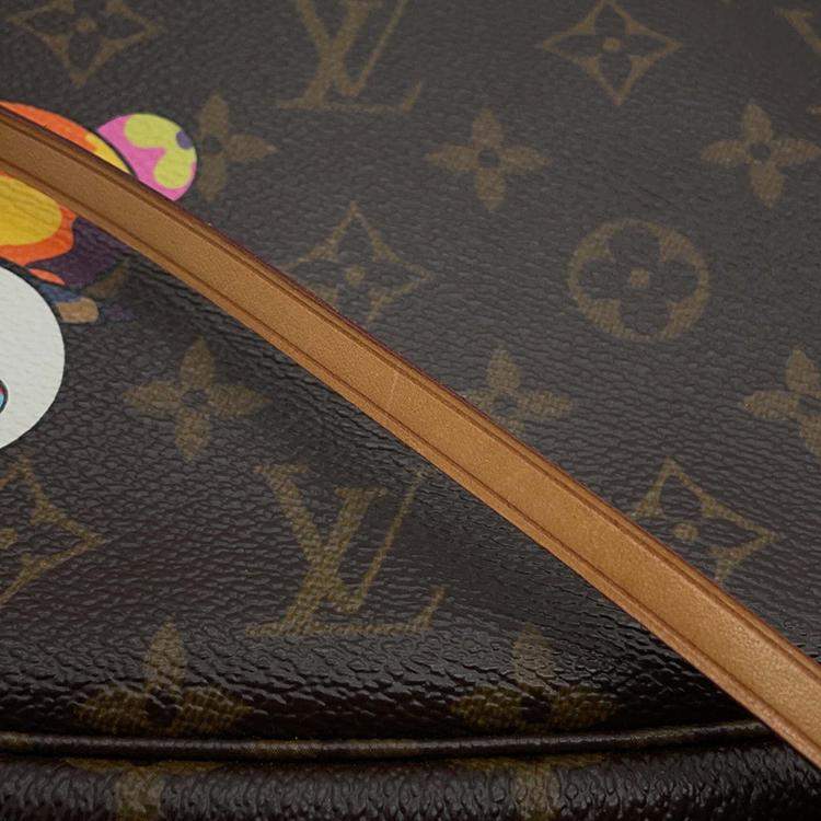 Pre Owned Louis Vuitton Pochette Accessoires Panda Takashi Murakami Brown Monogram Canvas Shoulder Bag