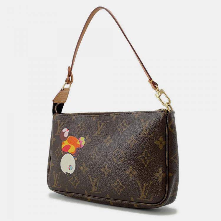 Pre Owned Louis Vuitton Pochette Accessoires Panda Takashi Murakami Brown Monogram Canvas Shoulder Bag