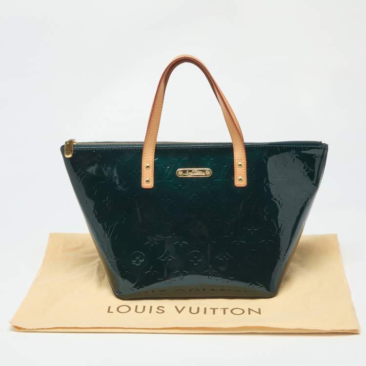 Pre Owned Louis Vuitton Green Monogram Vernis Bellevue PM Bag