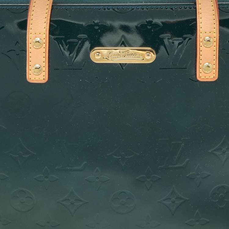 Pre Owned Louis Vuitton Green Monogram Vernis Bellevue PM Bag