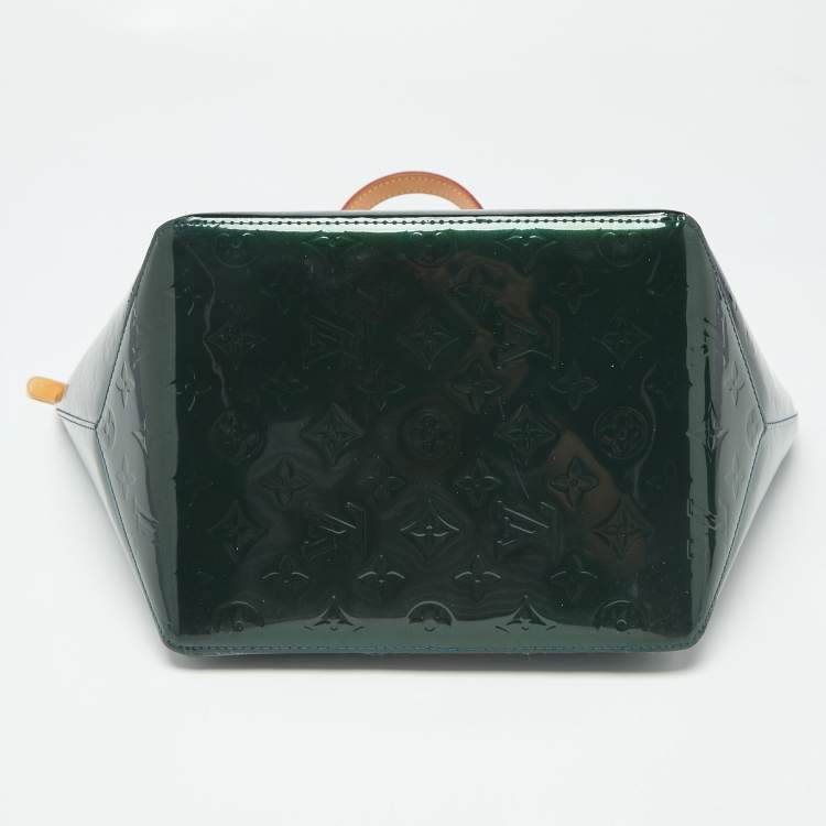Pre Owned Louis Vuitton Green Monogram Vernis Bellevue PM Bag