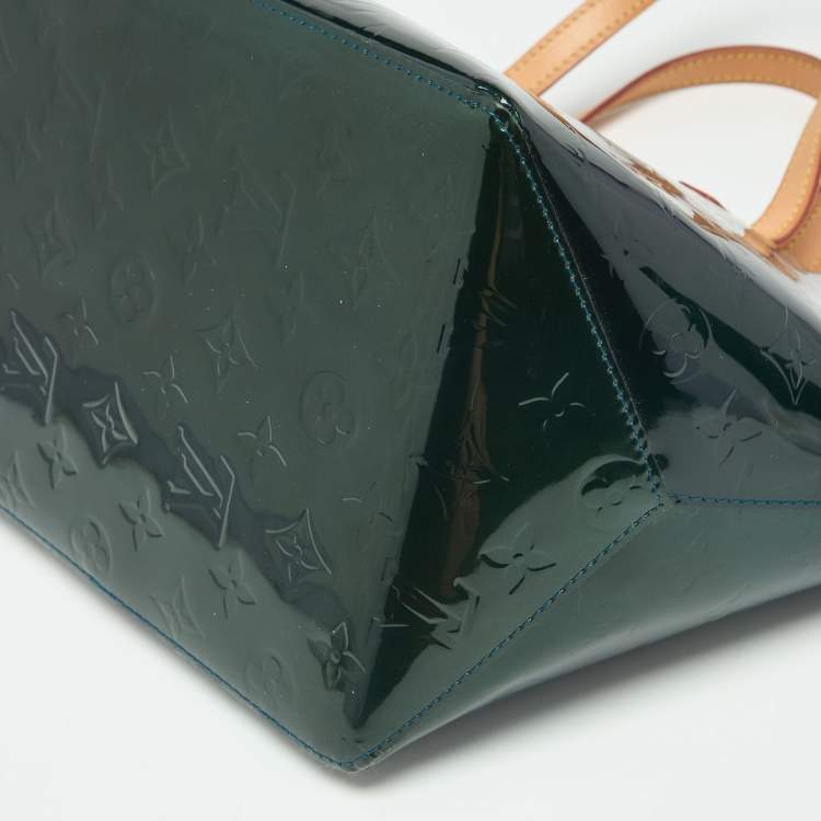 Pre Owned Louis Vuitton Green Monogram Vernis Bellevue PM Bag
