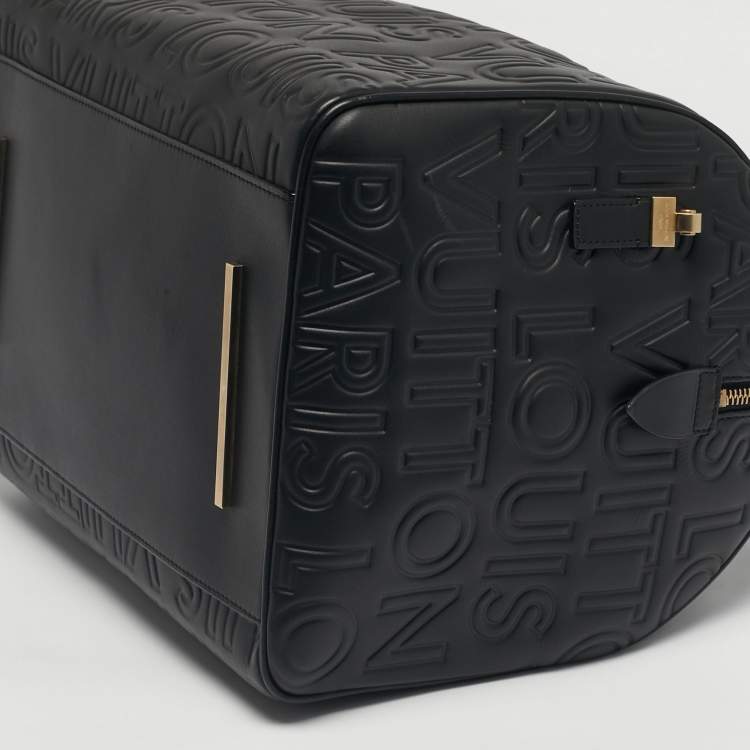 Pre Owned Louis Vuitton Black Monogram Paris Embossed Leather Limited Edition Speedy Cube 30 Bag