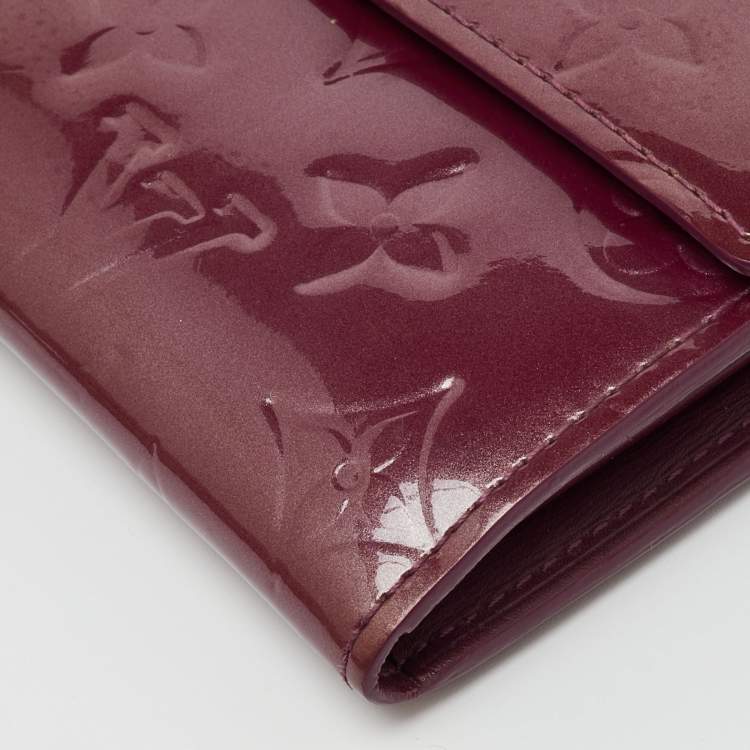 Pre Owned Louis Vuitton Violette Monogram Vernis Sarah Long Wallet
