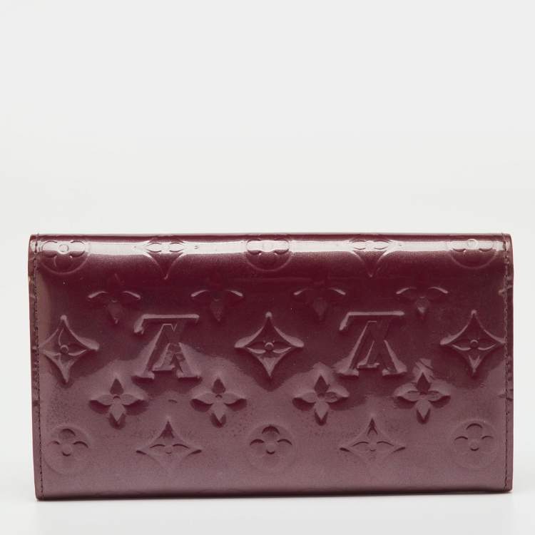 Pre Owned Louis Vuitton Violette Monogram Vernis Sarah Long Wallet