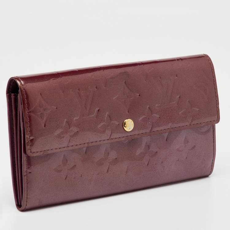 Pre Owned Louis Vuitton Violette Monogram Vernis Sarah Long Wallet