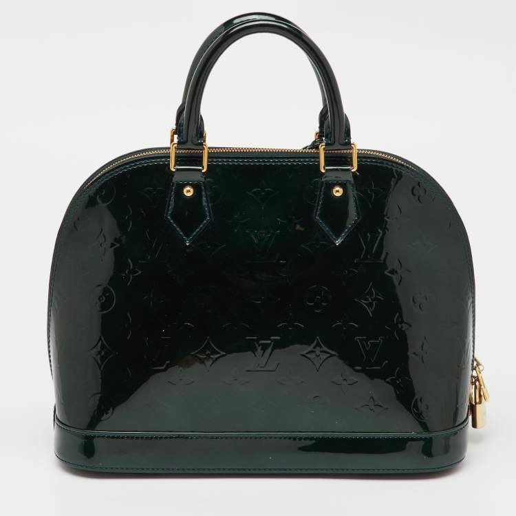 Pre Owned Louis Vuitton Blue Nuit Monogram Vernis Alma PM Bag