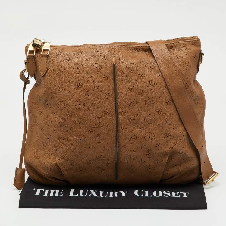 Pre Owned Louis Vuitton Caramel Monogram Mahina Leather Selene GM Bag