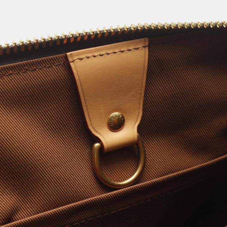 Pre Owned Louis Vuitton Speedy Bandouliere 40 Green Brown Damier Coated Canvas Leather Top Handle Bag