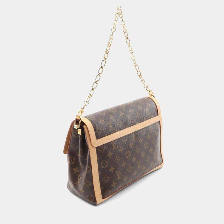 Pre Owned Louis Vuitton Dauphine Soft GM Brown Monogram Leather Shoulder Bag