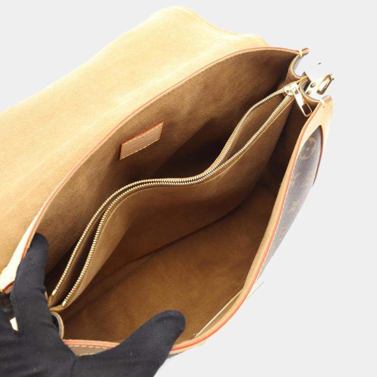 Pre Owned Louis Vuitton Dauphine Soft GM Brown Monogram Leather Shoulder Bag